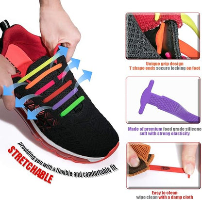 1 Set No Tie Shoelaces for Kids and Adults Stretch Silicone Elastic No Tie Shoe Laces