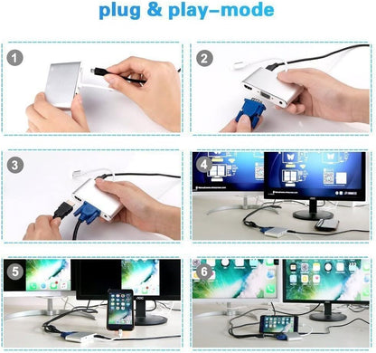 Apple to hdmi Lightning to HDMI VGA Audio Multiport Adapter Cable for ipad iphone Compatible