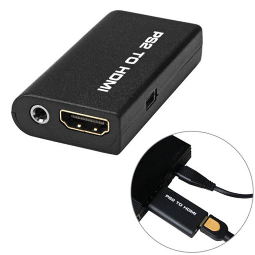 PS2 to HDMI Converter Adapter, PS2 to HDMI Video Converter with 3.5mm Audio Output Cable for HDTV HDMI Monitor AV to HDMI Signal Transfer Adapter, Supports All Playstation 2 Display Modes A1