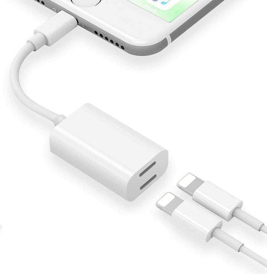 2 in 1 Dual Lightning Headphone Jack Aux Audio & Charge Adapter Dongle For iphone/Apple