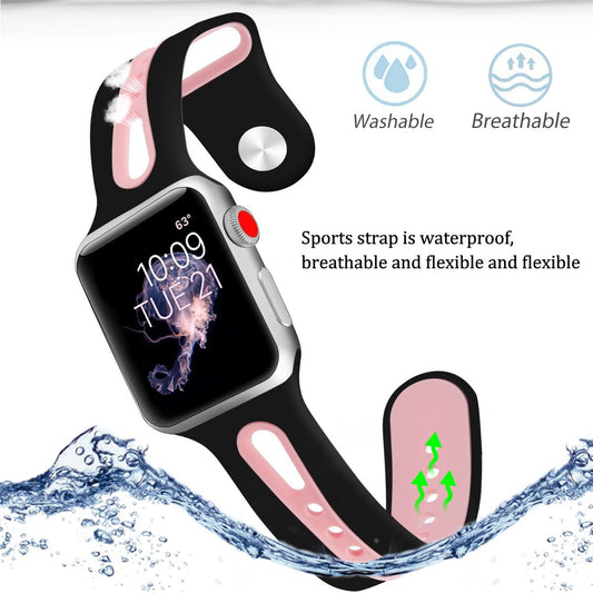 unique Color new fashion Black & Rose Pink Dual Silicon Strap for i Watch (38mm/40mm/41mm) for Smart App Watch ,universal