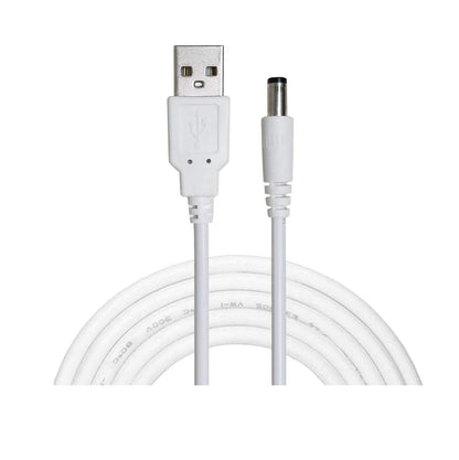3.5 Meter USB to DC Male Power Cable 5V – USB to 5.5 x 2.1mm DC Plug Charging Converter Cable for Routers, Keyboards & Electronic Devices – White
