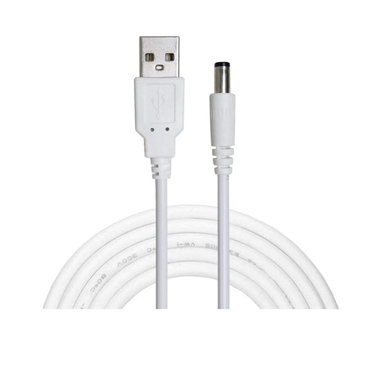 3.5 Meter USB to DC Male Power Cable 5V – USB to 5.5 x 2.1mm DC Plug Charging Converter Cable for Routers, Keyboards & Electronic Devices – White