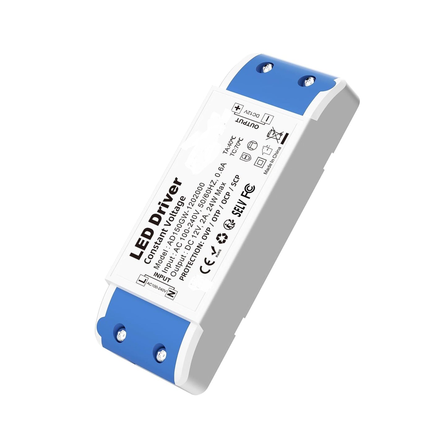 LED Transformer 24W 12V DC Power Supply Adapter – 240V AC to 12V DC 2A LED Driver for LED Strip Lights, Cabinet Lights, MR11/MR16 Bulbs & Ring Doorbell