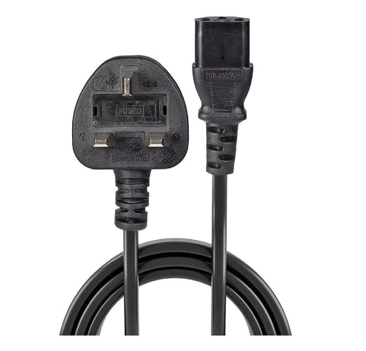 Heavy Duty UK 3-Pin Plug to IEC C13 Power Cable – 10A 250V High Quality Mains Lead for PC, Monitor, Printer & Electronics