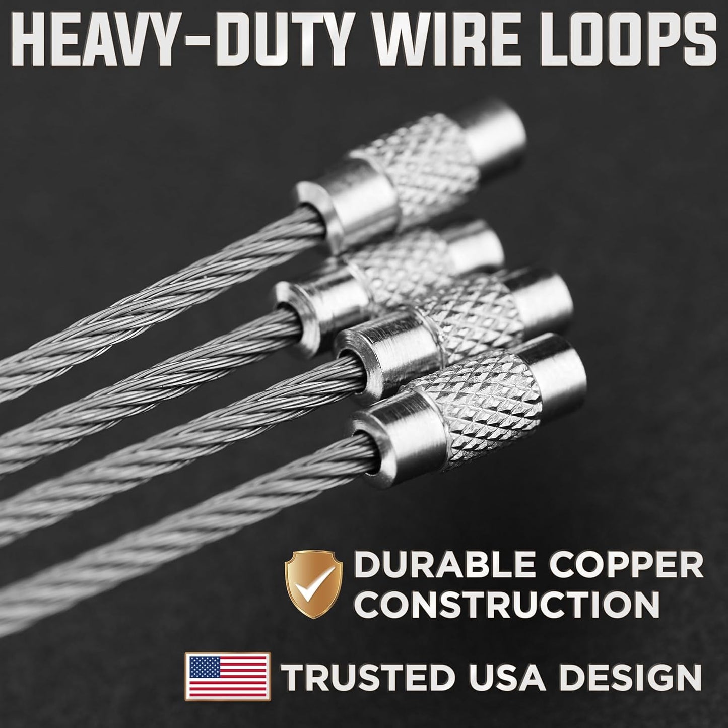 2 Pcs Stainless Steel Wire Key chains Cable Loop Key Ring Multi-Purpose Useful A One Long Life Time Premium Quality Gift Key Chan Screw Locking Outdoor Hiking Fashion