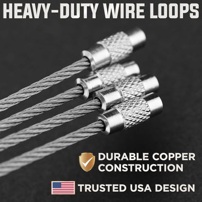 2 Pcs Stainless Steel Wire Key chains Cable Loop Key Ring Multi-Purpose Useful A One Long Life Time Premium Quality Gift Key Chan Screw Locking Outdoor Hiking Fashion