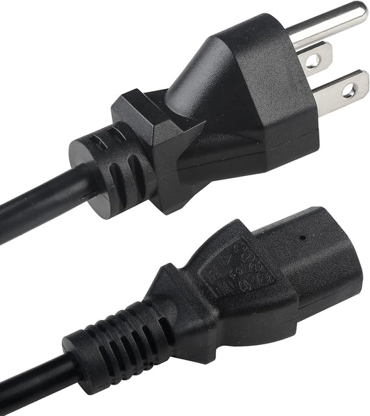 Universal PC Power Cord - 3 Prong AC Power Cable Replacement for Computer, Monitor, Scanner, Printer