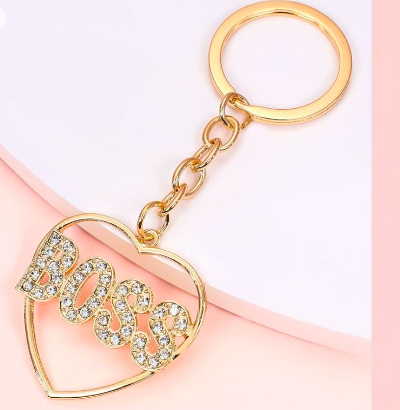 Boss Metal Key Ring Golden hart for gift