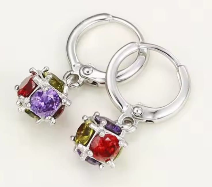 Magic Ball Dangle Earrings Jewelry for Women Multicolor CZ White Gold Color New Design