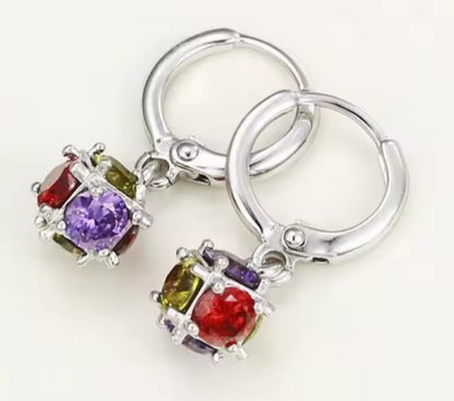 Magic Ball Dangle Earrings Jewelry for Women Multicolor CZ White Gold Color New Design