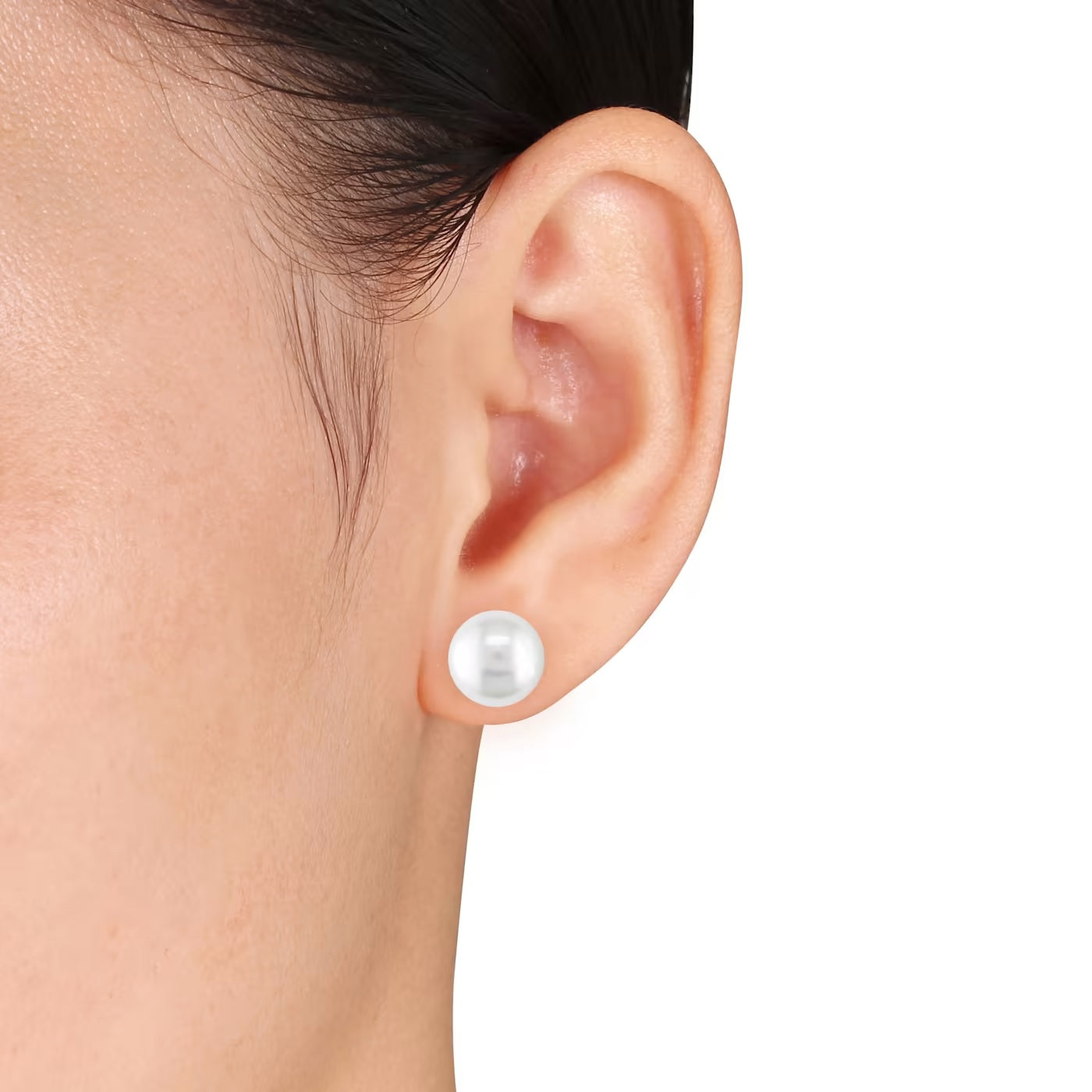 White Freshwater Pearl Stud Earrings 10mm for Women & Girls – Elegant Fashion Jewelry