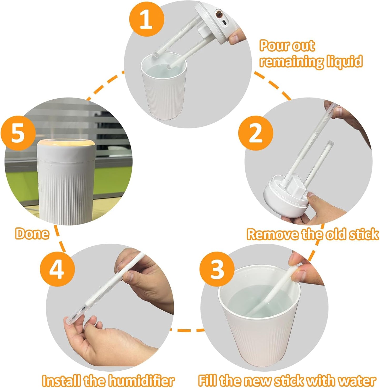 💧 Humidifier Stick Filter Refill - Mini Humidifiers Filter Sticks Air Diffuser Pure Wicks Refill Cotton Filter Sticks Replacement Wicks for Small Portable Diffuser in Office Bedroom Home
