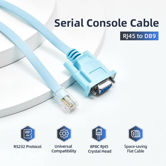 RJ45 to DB9 Console Cable 1.8m (6ft) RS232 Serial Adapter for Cisco Router & Switch Management