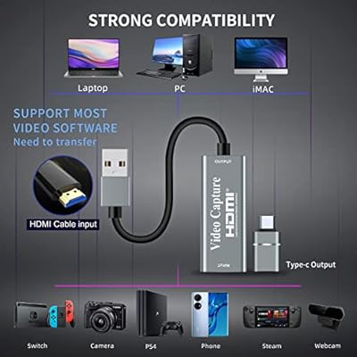 4K HDMI Video Capture Card 1080P 60fps Live Gaming Streaming Teaching Black
