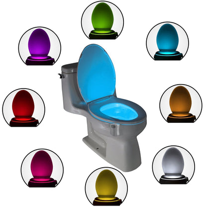Motion Sensor Toilet Night Light Home Toilet Light Bathroom Body Motion Sensor Toilet Bowl Seat Light Lamp 8-Color Changes