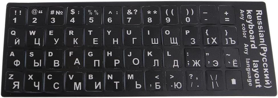 PCS Russian Keyboard Stickers with Non-Transparent Black Background & White Letters for PC/Computer/Laptop