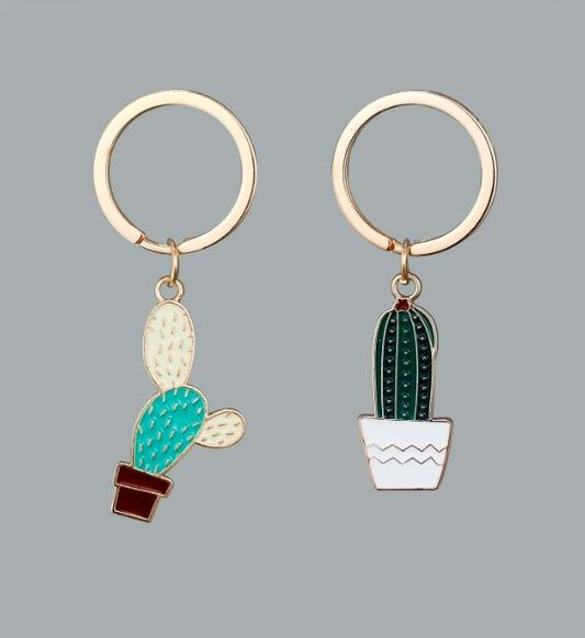 2 Pcs Cactus Key chain , House plant Key ring Metal Gift light weight Premium A Qulity