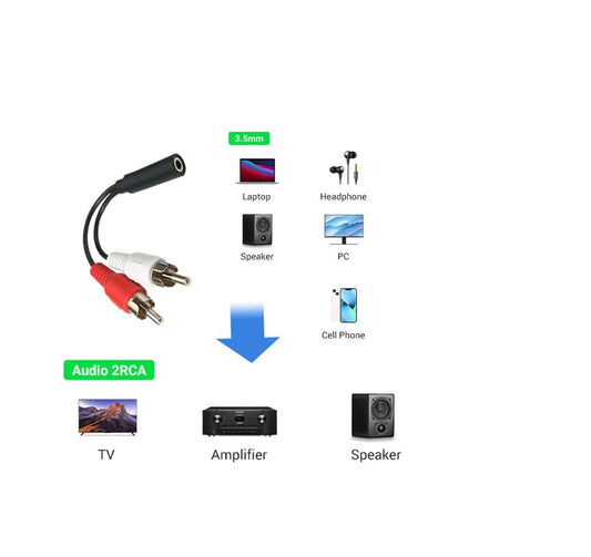6 Inch 3.5mm Female to 2 RCA Male Stereo Audio Y Cable – 1/8" Jack to Red & White RCA Adapter for TV, Smartphone, Tablet & Home Theater