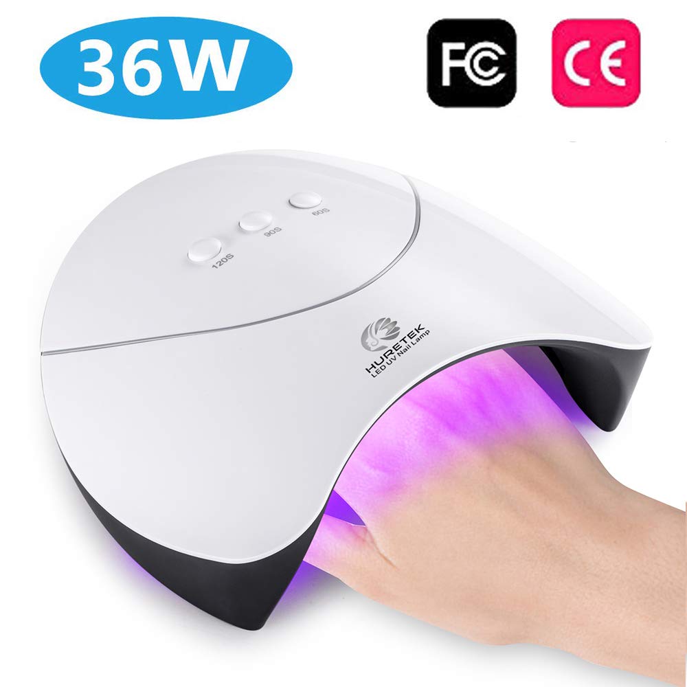 Nail Lamp, Bevili 36W LED UV GEL Nail Dryer Curing Lamp with 60s/90s/120s Timer, Portable Nail Manicure Machine with Automatic Sensor for Fingernail & Toenail