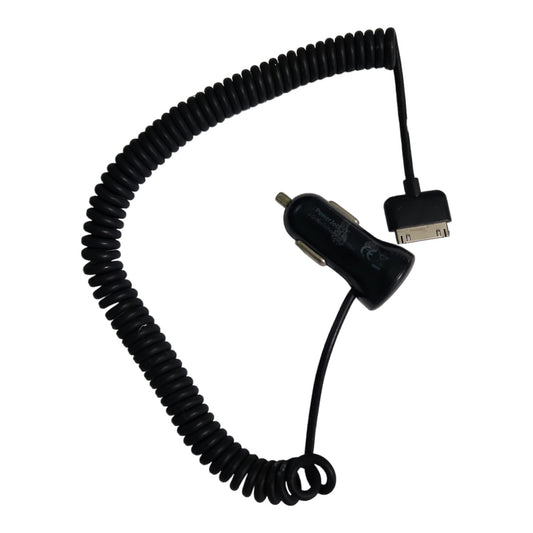 30 Pin Car Charger with Spring Cable Coiled cable for Apple Tab & Phone