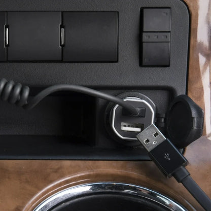 Car Charger With Coiled Micro-Usb Cable, 3.1 Amp input DC 12v 24v out put DC 5v 3.1Amp Coil Cable 30CM Micro USB FIX Cable  1 USB Extra Port