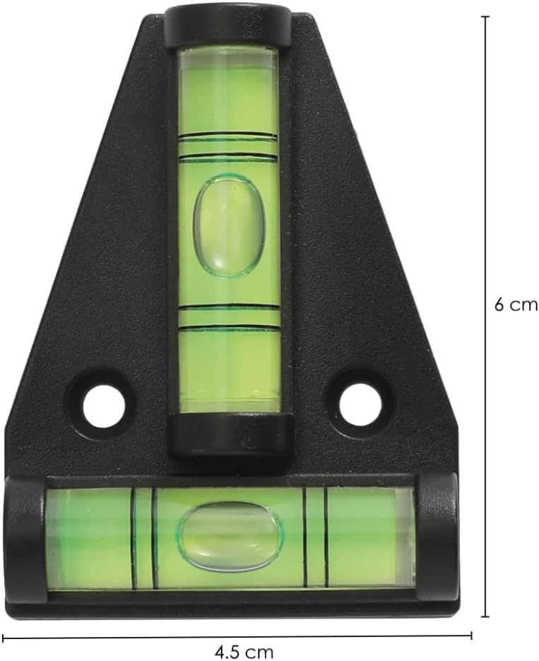 2 Way Mini Black Spirit Level – Small T Shaped Bubble Levelling Tool for On-The-go Measuring – Spirit Levels for a Caravan Campervan Furniture Picture Frames Decking Camera Tripod Camping