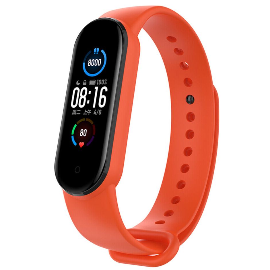 Original Mi Band 6/5 Silicone Smart Watch Strap Wrist Band for NFC/5 (Orange)