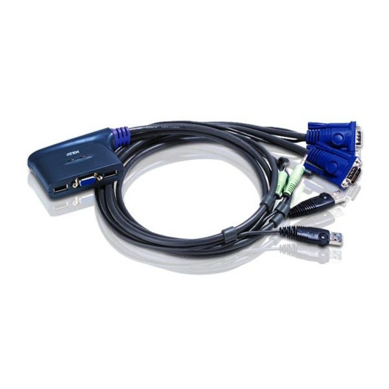 ATEN CS62U 2-Port USB VGA/Audio KVM Switch (1.8m) – Control 2 PCs with One Keyboard, Mouse & Monitor