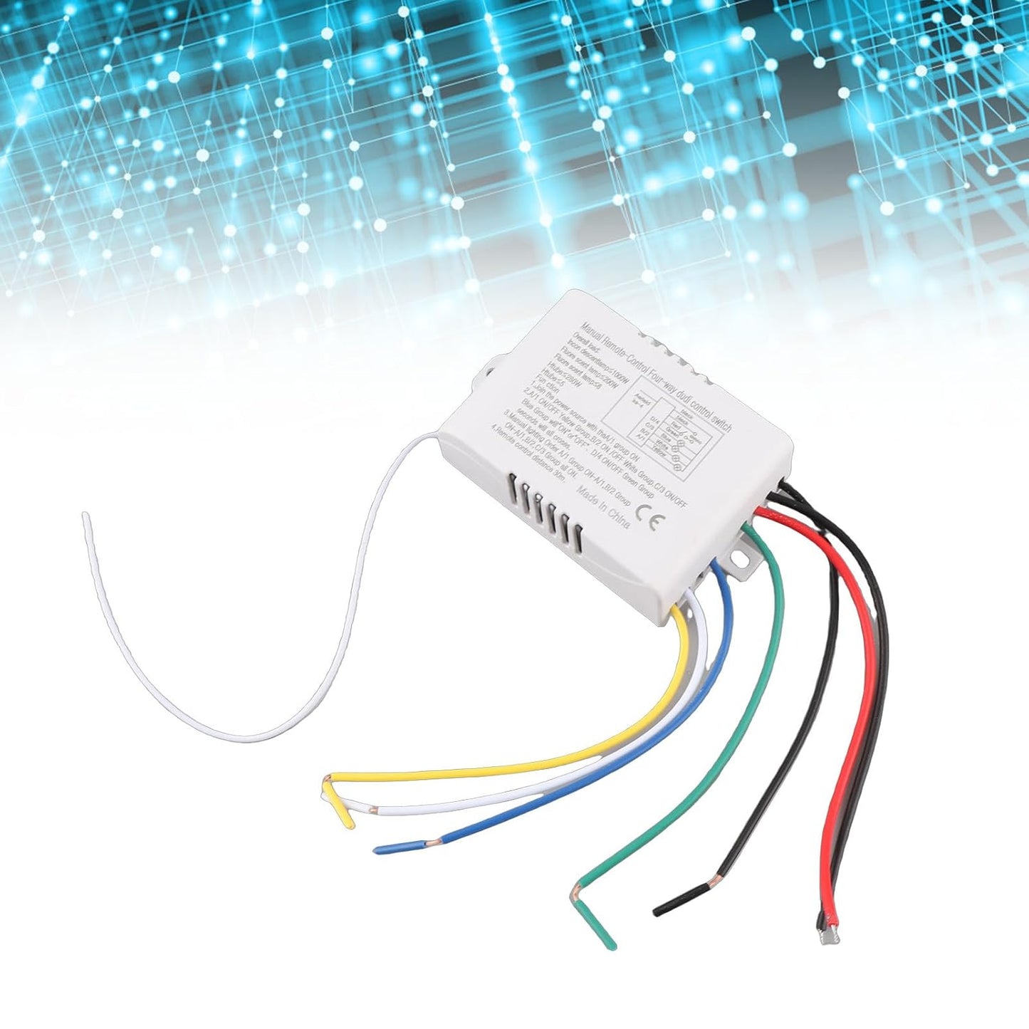 Wireless 4 Channel 220V Remote Control Switch – RF Light & Fan Controller 10A Relay with Transmitter | Home Automation Switch Kit (12V Battery Included)