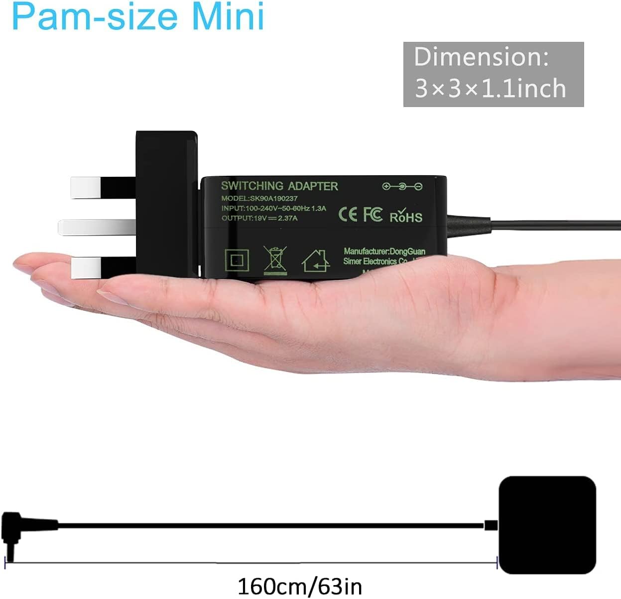 45W Notebook Laptop AC Charger Adapter Power Cable for Asus E403 E403NA E403SA C300 C300MA UX301 UX301L UX302 UX303 UX303LA UX303UB UX305 UX305CA R5400 R540 R5SA;R515 R515MA;E402 E402S;X540 X540L