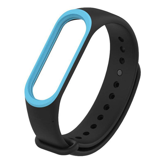 Mi Band 3 & Band 4 Silicon Strap (Black Blue) Dual Color