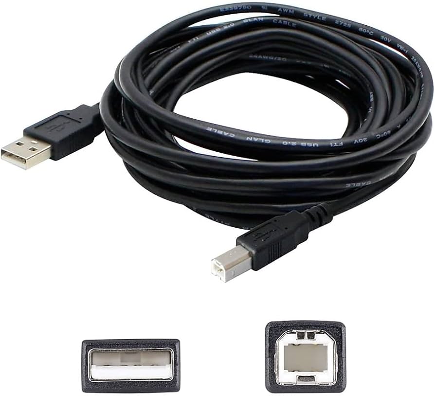 USB Printer Cable USB 2.0 A to B – High-Speed Data Transfer Lead for Printers & Scanners – Compatible with HP, Epson, Brother, Canon, Samsung & More – Black