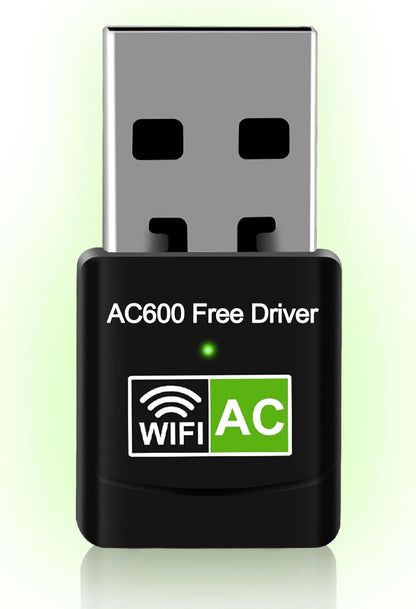 600Mbps Dual Band USB WiFi Adapter | 2.4GHz &amp; 5GHz Wireless Network Receiver | USB 2.0 | Driver-Free Plug &amp; Play | Universal External Network Card