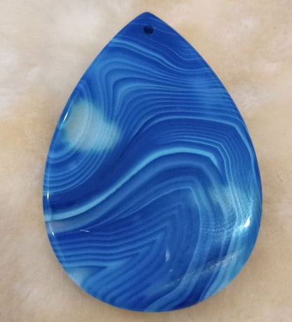 Natural Blue Stone Teardrop Pendant Charm 50mm x 35mm DIY Jewelry Necklace Making Accessory