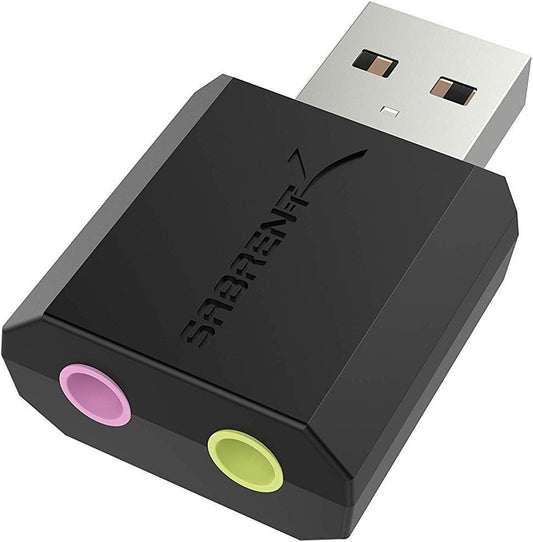 SABRENT USB External Stereo Sound Adapter for Windows and Mac. Plug and Play No Drivers Needed