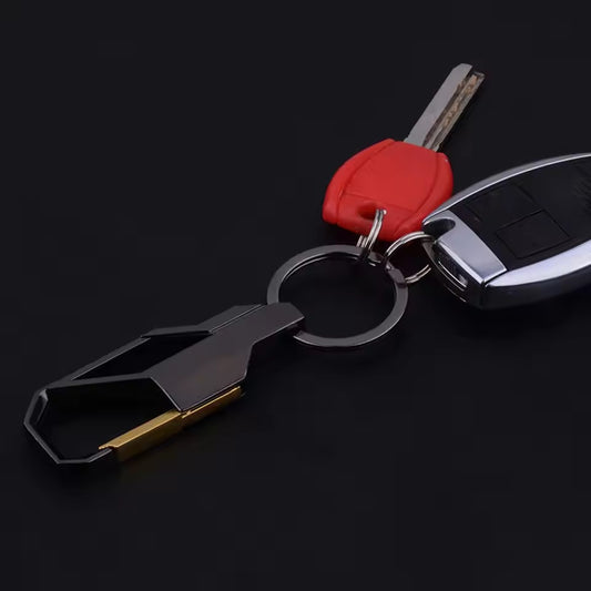 Luxury Zinc Alloy Car Keychain – Gold Plated Metal Keyring Ornament for Men – Creative Auto Gift 2023