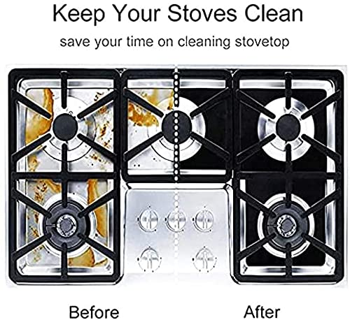 Gas Stove Hob Burner Liners Mat Covers Set of 3 - 100% Non-Stick Mats, Heavy Duty, Reusable Heat Resistant for Gas, Charcoal or Electric Kitchen chula Grills Range Protectors - Easy to Clean - 15.75 x 13-Inch, Black