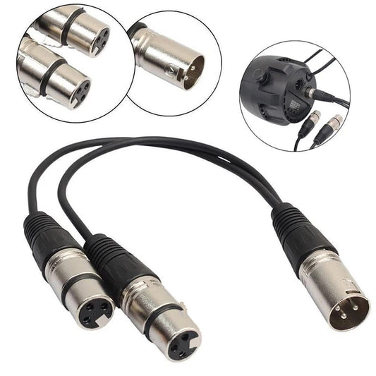 XLR 3 Pin Splitter Y-Adapter Male to 2 Female DMX Cable for Microphone