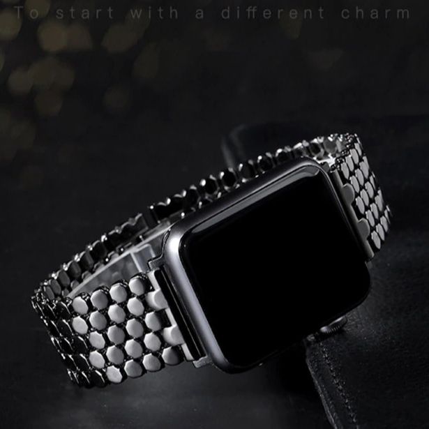 i Watch Replacement for Smart Watch  42mm / 44mm /45mm Fish-Scale Pattern IWatch Stainless Steel Chain Zinc Alloy Steel Strip for I Watch Series 5 4 3 2 1