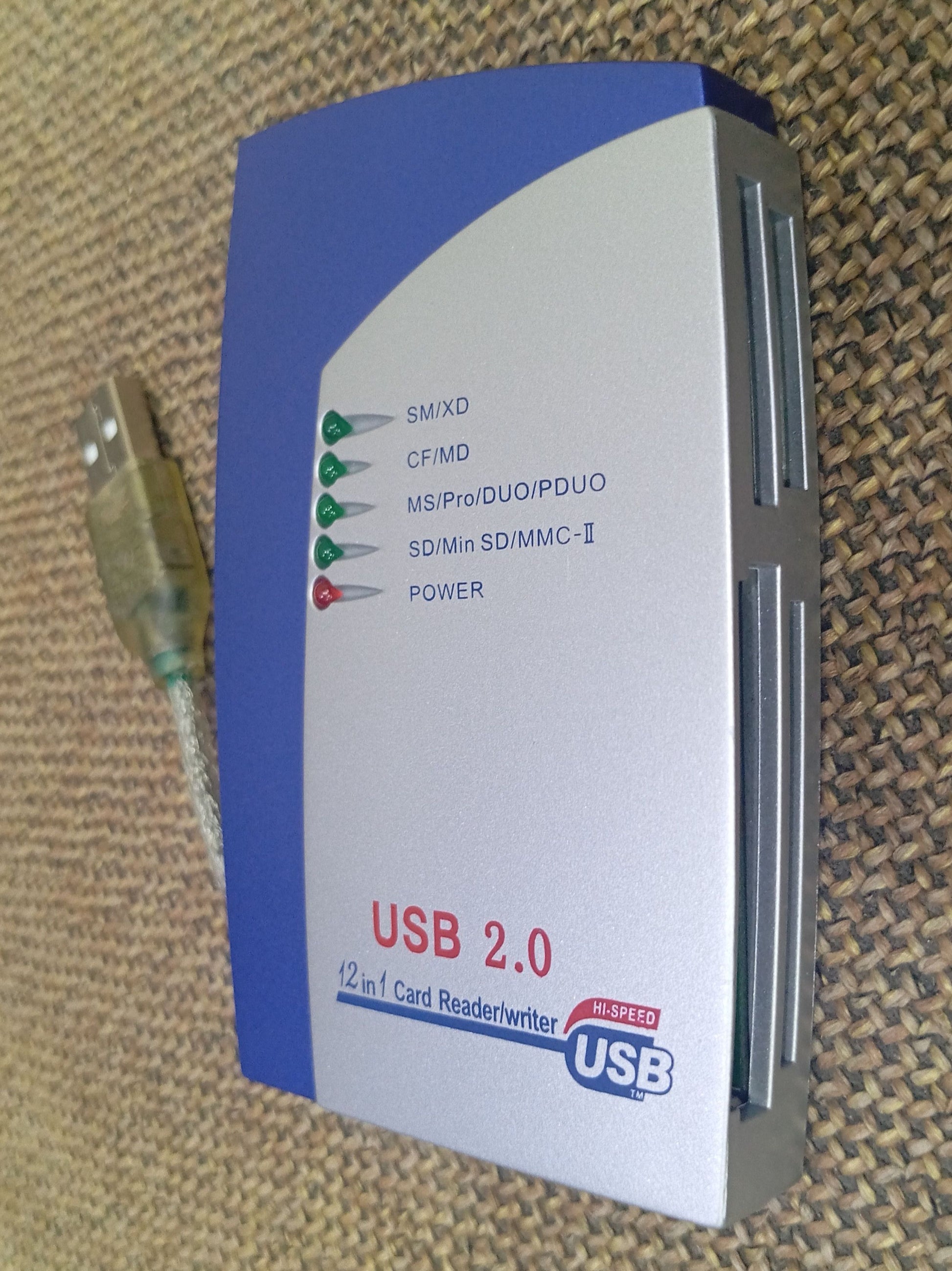Univesal External 12-in-1 USB 2.0 Flash Memory Card Reader / Writer XD , MD , CF , MINI SD , IBM MICRODRIVE , SD  MS  MSPRO MSDUO PDUO SM MMC RSMMC pnp