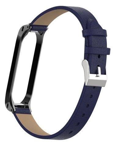 Leather Metal Frame Watch Strap for Xiaomi Mi Band 4 no wath included