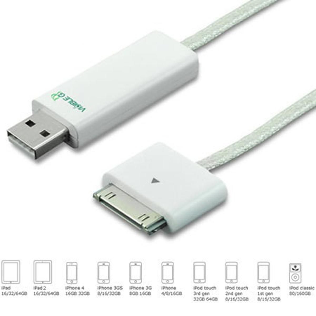 30 Pin Visible Green Smart Charge & Sync Cable for 30 Pin Cable Tab & Phone Model DWA063-WE