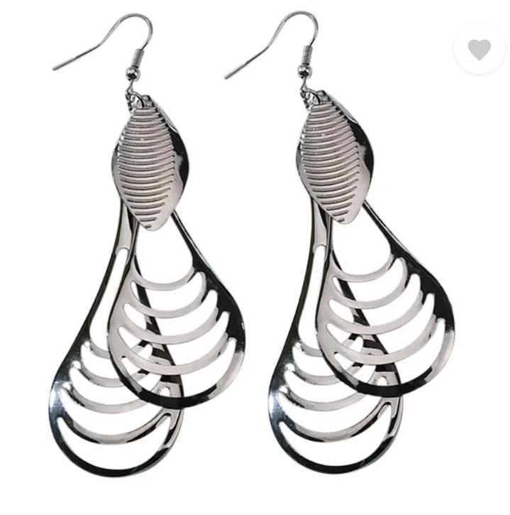 Fashion Silver Leaf Drop Earrings for Women | Elegant Hollow Metal Dangle Earrings | Party, Casual & Wedding Jewelry