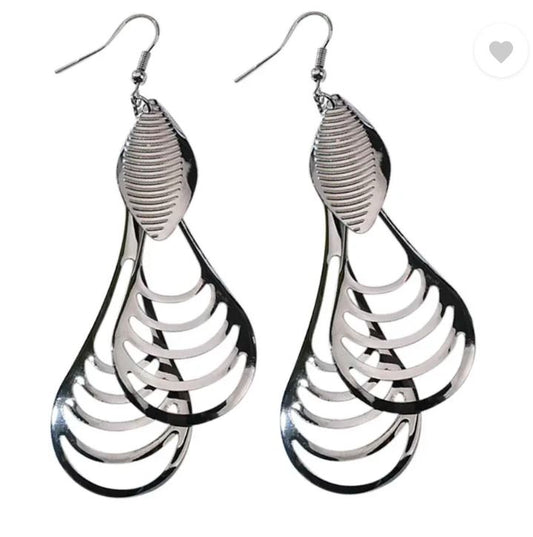 Fashion Silver Leaf Drop Earrings for Women | Elegant Hollow Metal Dangle Earrings | Party, Casual & Wedding Jewelry