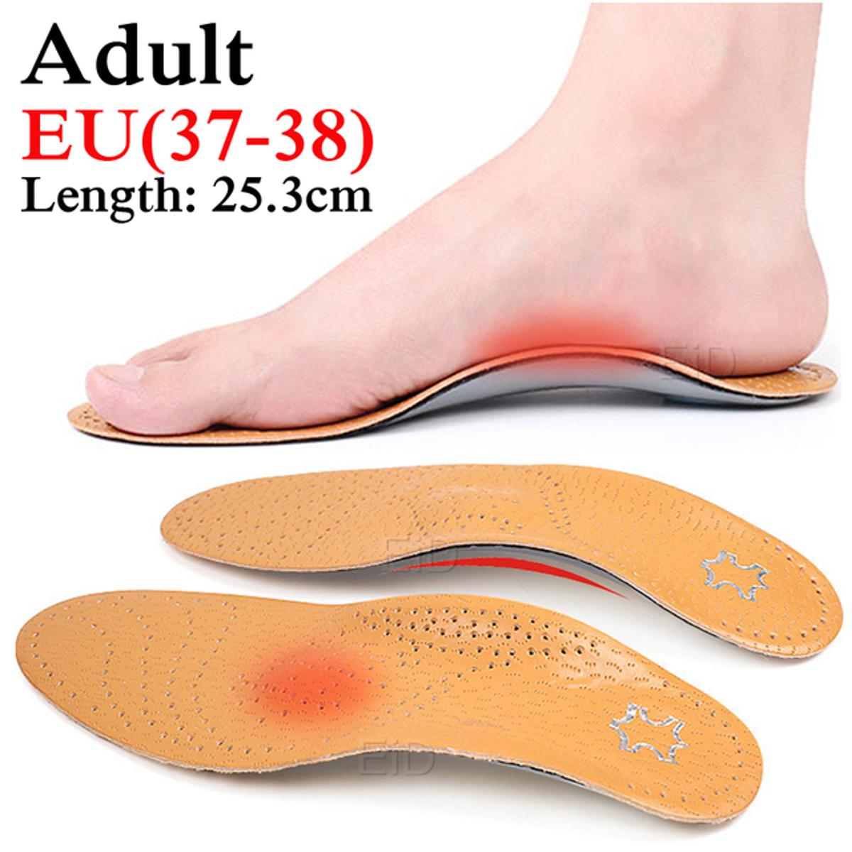 EID High quality Leather orthotic insole for Flat Feet Arch Support orthopedic shoes sole Insoles for feet men and women OX Leg