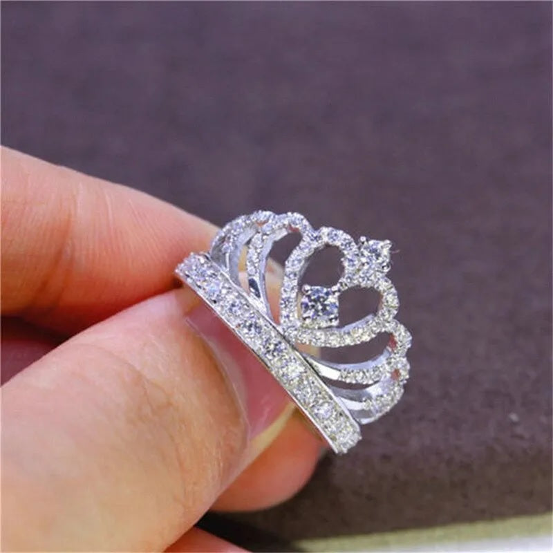 luxury Rings For Women Engagement Ring Princess Crown Ring Jewelry Women Sweet Rings Female