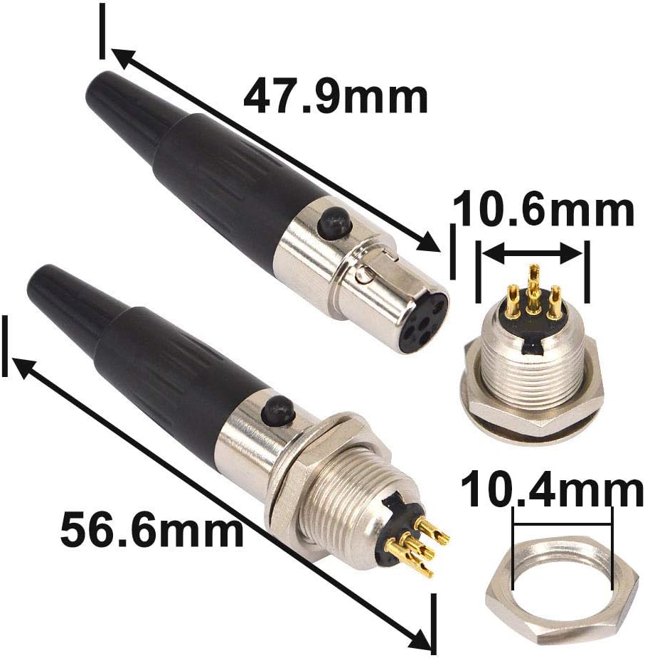 Mini XLR TA4F 4Pin Female Audio Connector Microphone Cable Socket Adapter Mini XLR Jack - image 7