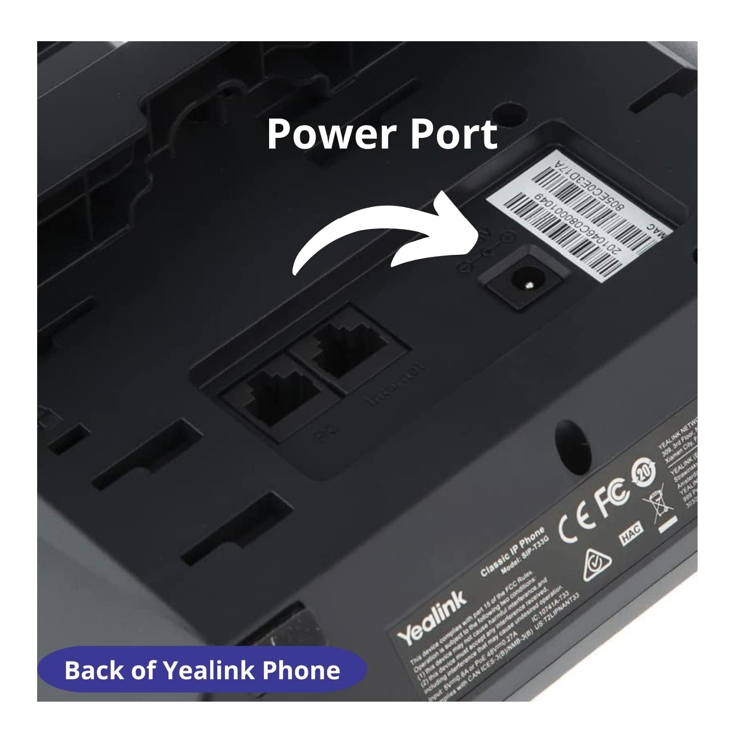 5V 0.6A IP Phone Power Adapter – 5.5mm Pin Compatible with T53, T41P, W56P, T21P, MP50 & More