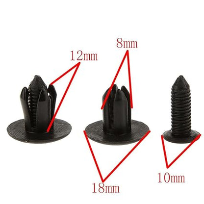 50PCS Universal Auto Trim Clips for KIA, Hyundai, Honda, Fiat, Mitsubishi & Mazda – Black Plastic Car Fastener Retainer Clips Kit